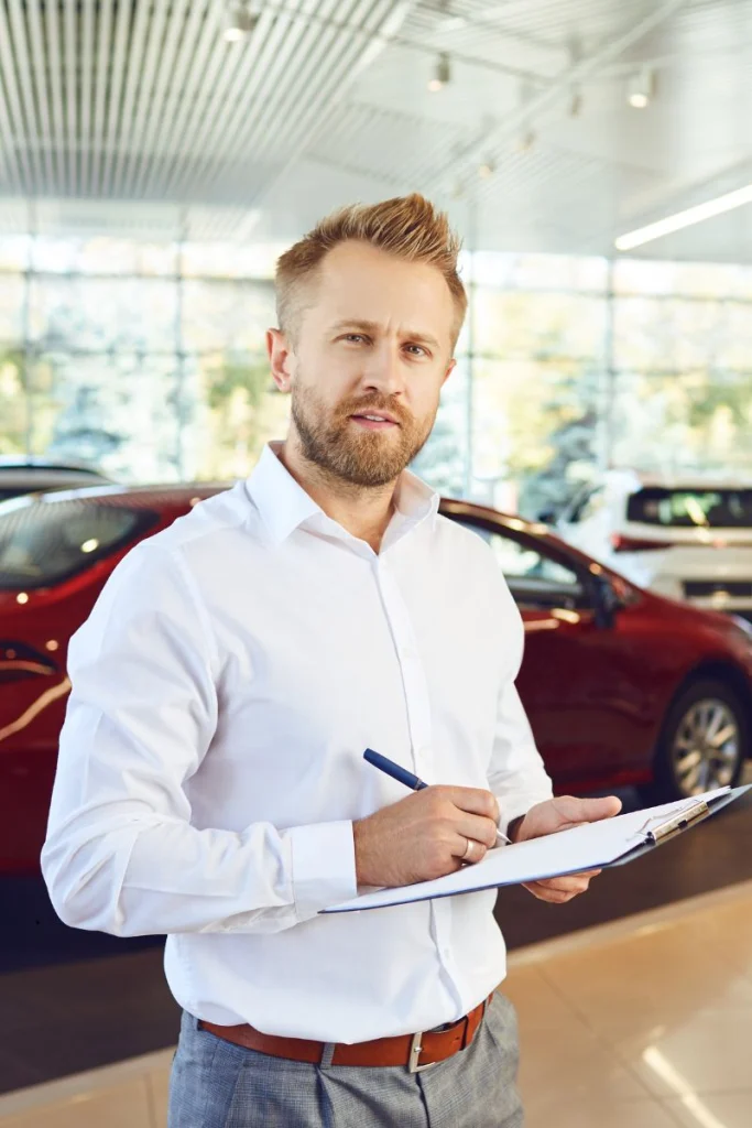 CarAssure expert creating a detailed car inspection report on-site after vehicle inspection in Queensland, Australia.